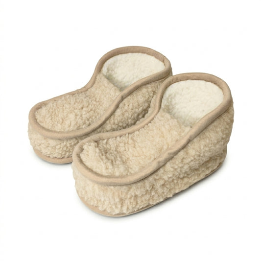 Wool home slippers Mona. Australian merino wool. Beige