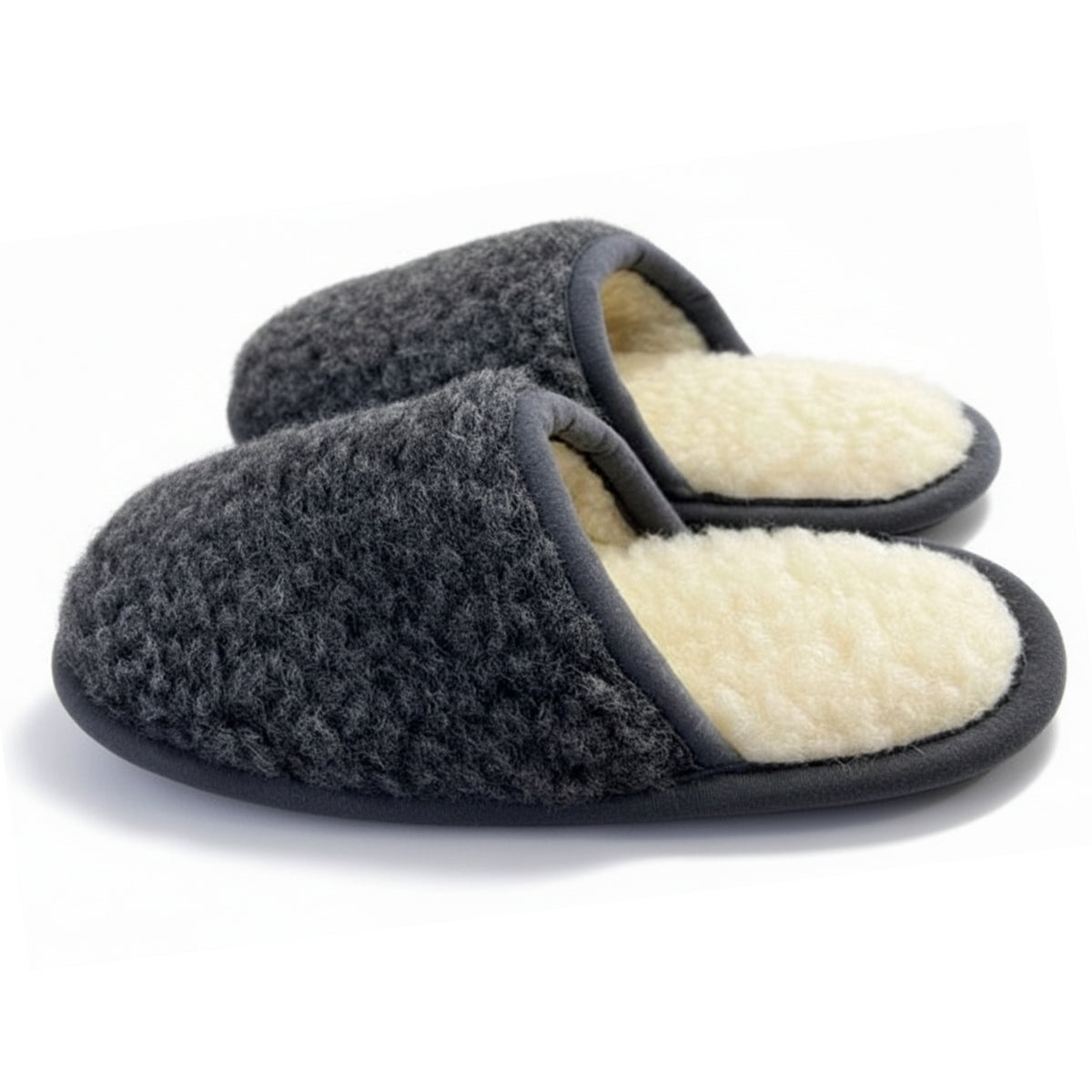 Merino Wool Home Slippers, Flip Flops, Grey